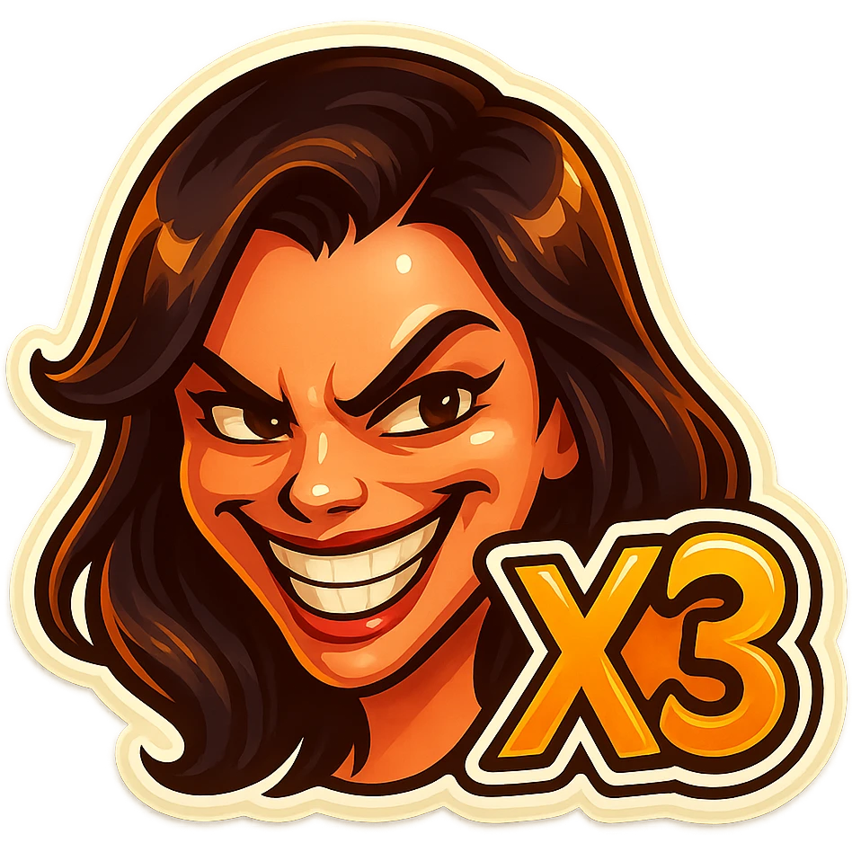 grin EVIL LOOk , Make it say "X3"" emoji