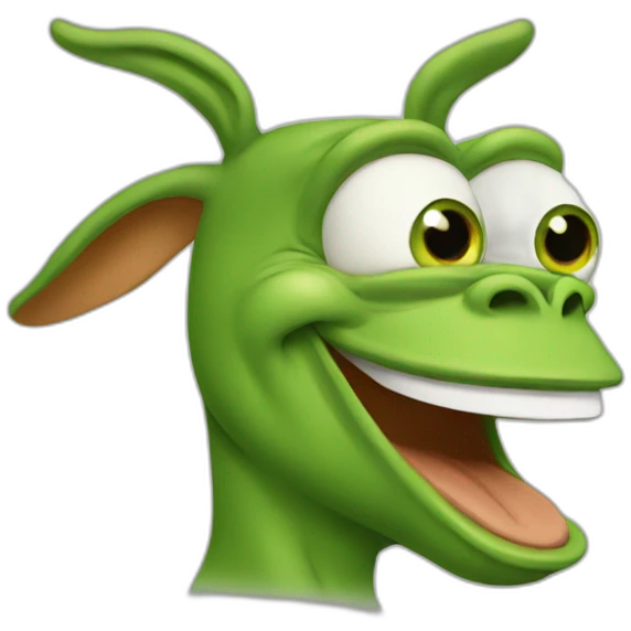 donkey with the face of pepe the frog three quarter view emoji