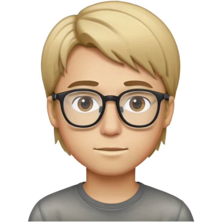 Boy with straight dirty blonde hair and glasses emoji