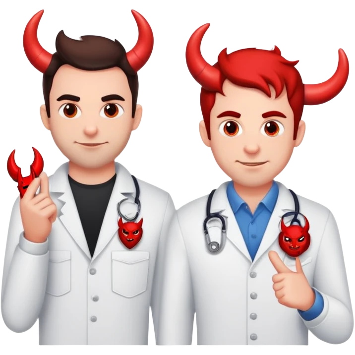 all four impractical jokers with name tags (Joe, sal, q, murr) except Joe has devil jones emoji