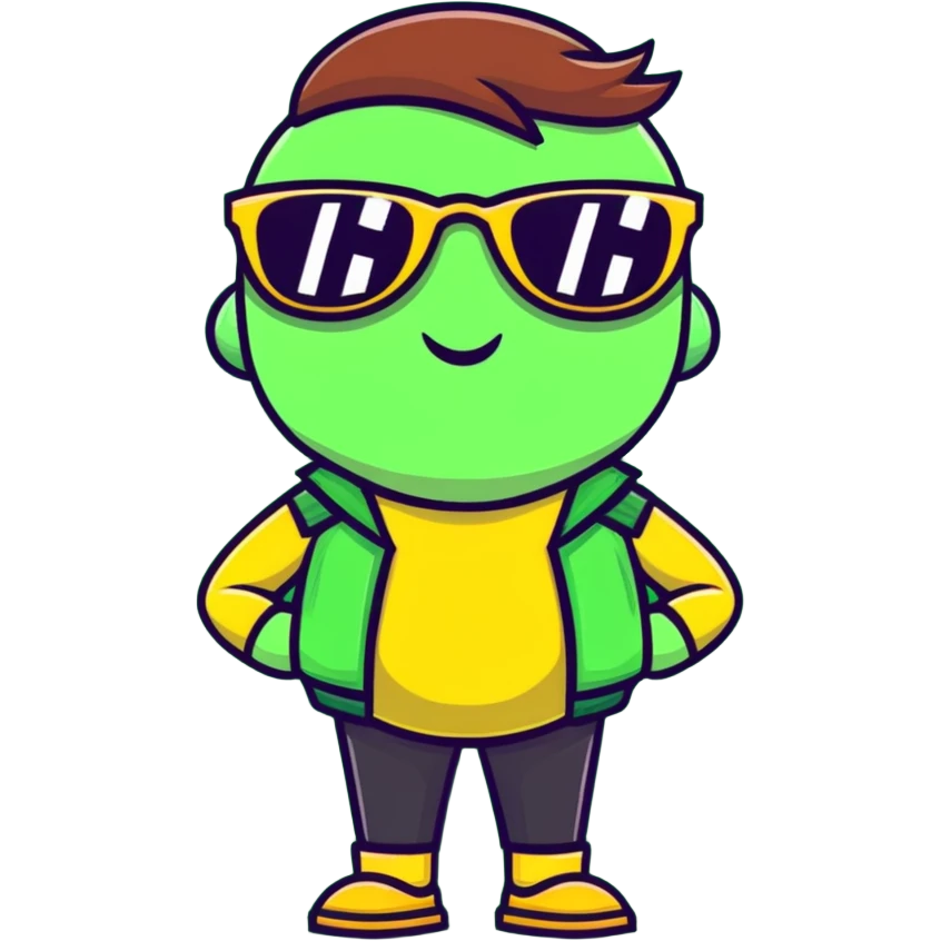 pistachio with sunglasses and a confident pose, cartoon style emoji