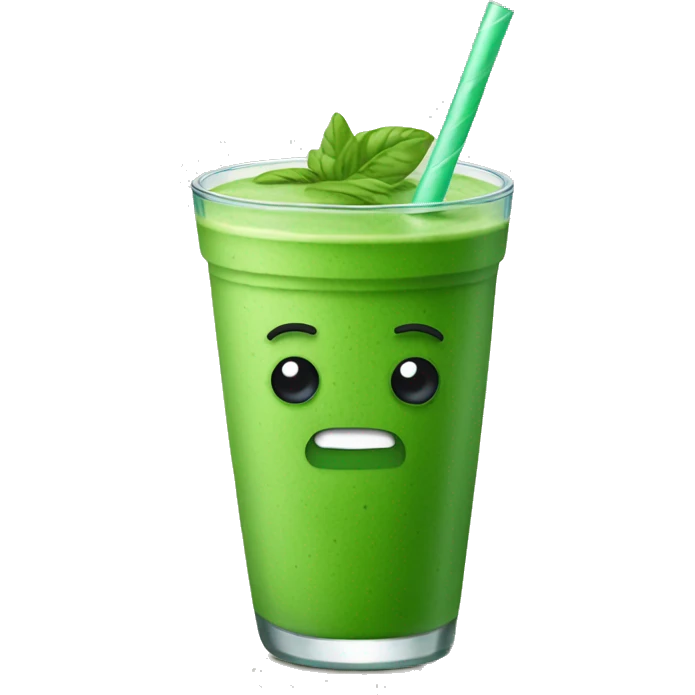Green smoothie with glass straw emoji