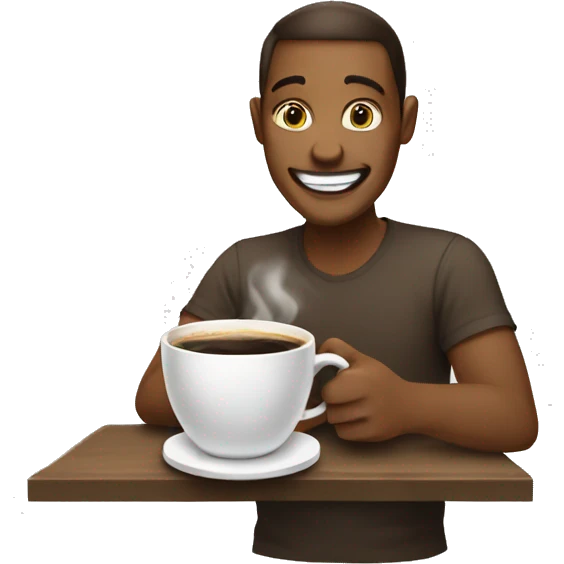 smiling and sipping coffe emoji