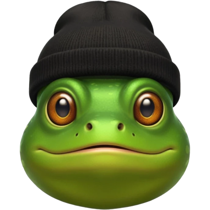 bearded frog with black beanie emoji