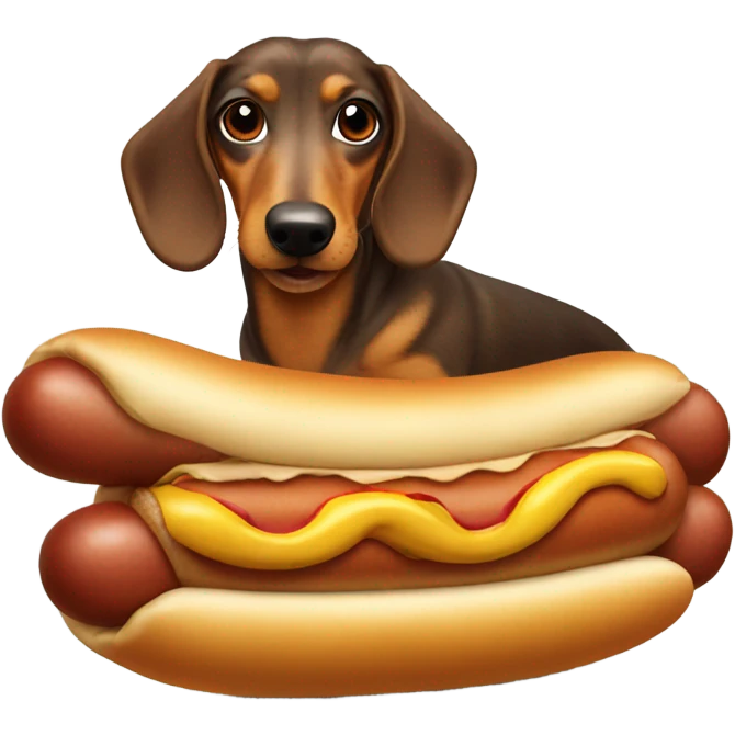 Wiener dog in a hot dog costume emoji