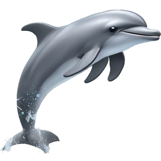 Dolphin jumping out of water with a rainbow behind the dolphin  emoji