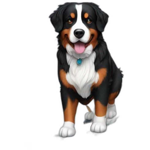 Bernese mountain dog skiing with a girl emoji