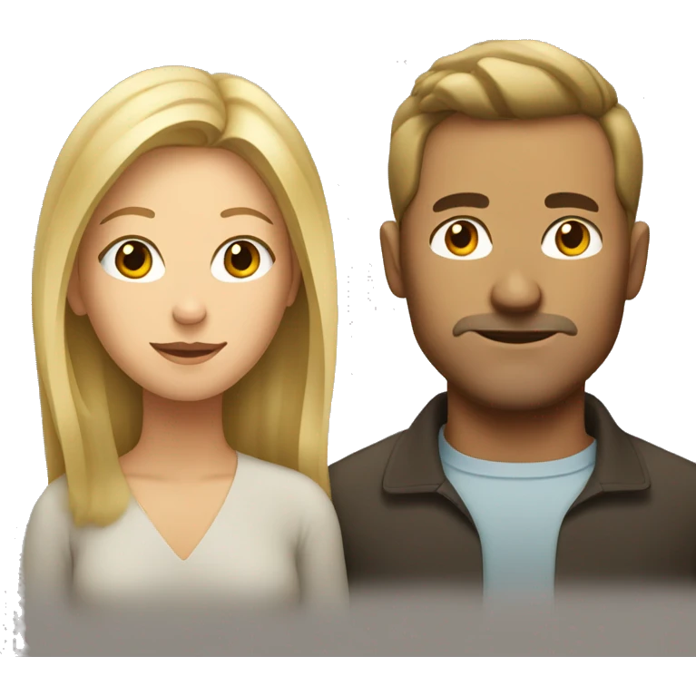 blonde woman glassed and brown-haired man emoji