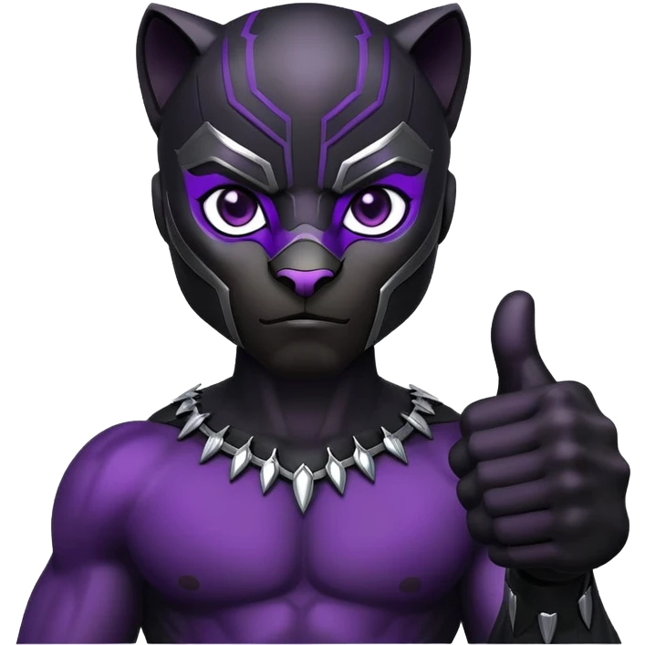 black panther with purple eyes, thumbs up emoji