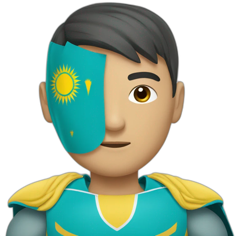 Superhero Kazakhman with flag of Kazakhstan emoji