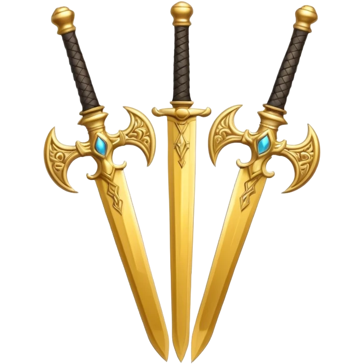 Two Golden royal swords with gold blades and gold handel emoji
