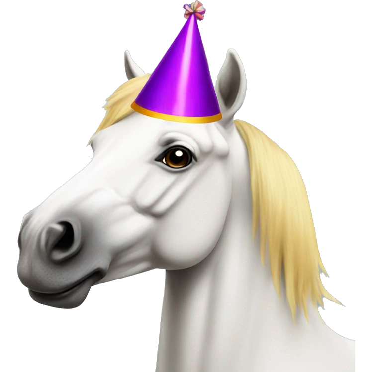Horse wearing a party hat emoji