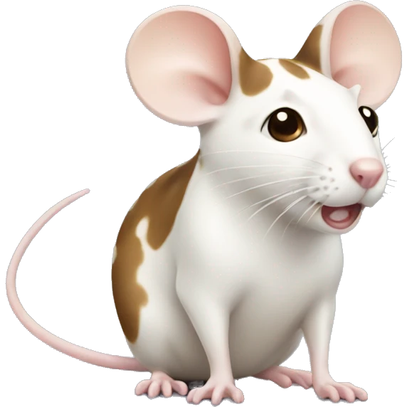A white mouse with beige and brown spots emoji