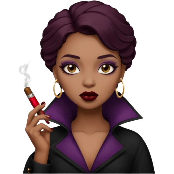gothic brown Girl Smoking cigar  emoji