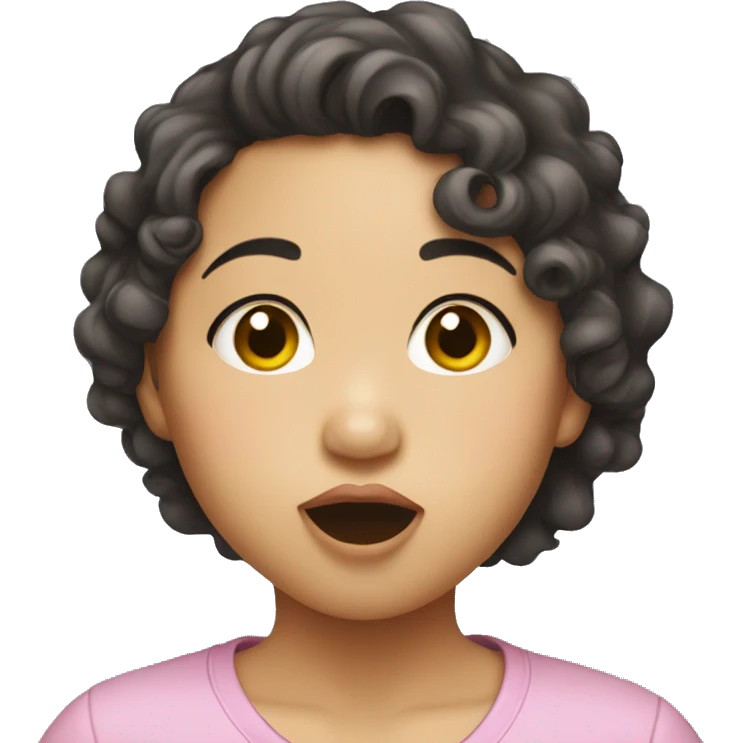 Asian girl with curly hair giving kisses emoji