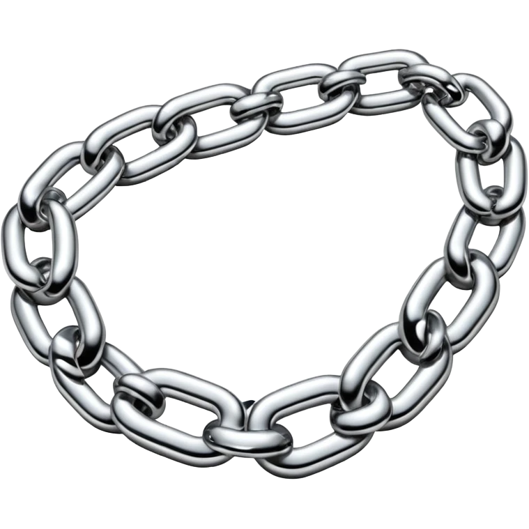 A thick luxury chain emoji made of liquid silver chrome, smooth rounded links, glossy metallic reflections, heavy swag aesthetic, minimalistic iOS emoji style, centered, clean white background emoji