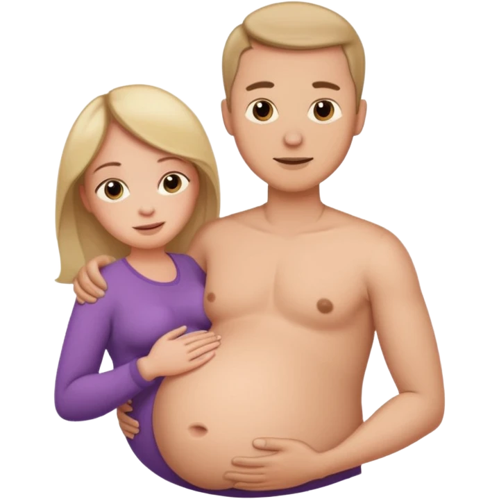 Boyfriend holding pregnant girlfriends belly emoji