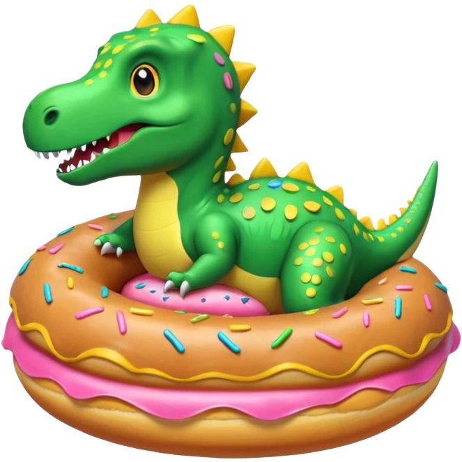 Dinosaur in a donut floaty emoji