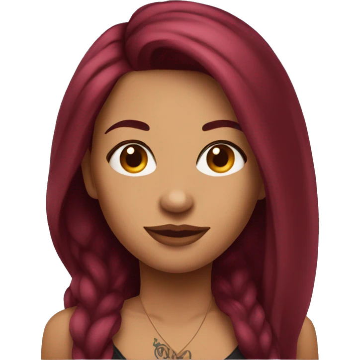 Tattooed woman with long burgundy hair emoji