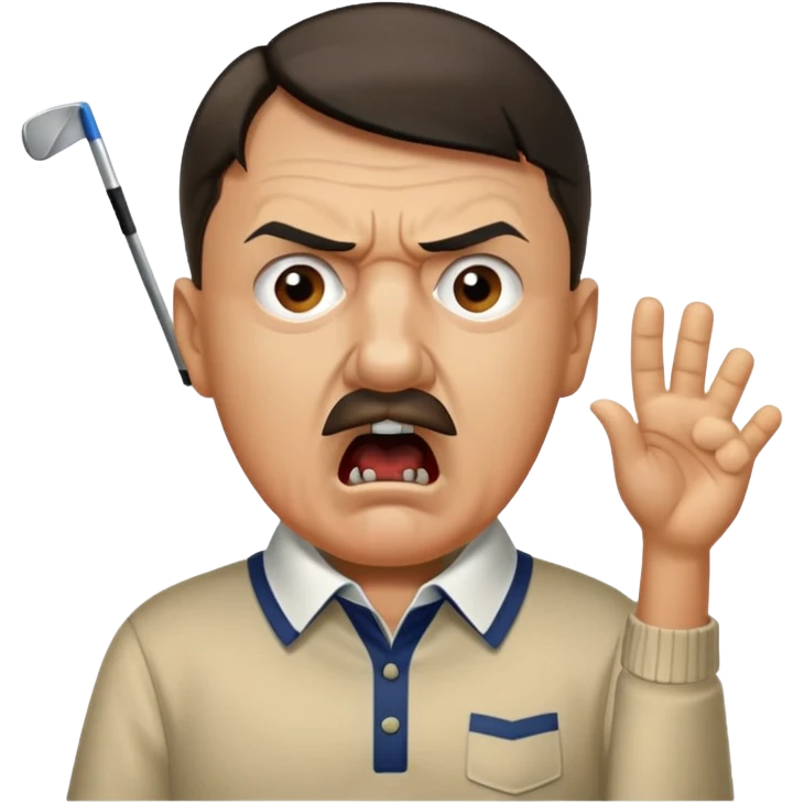 Adolf Hitler playing golf while yelling Fore! emoji