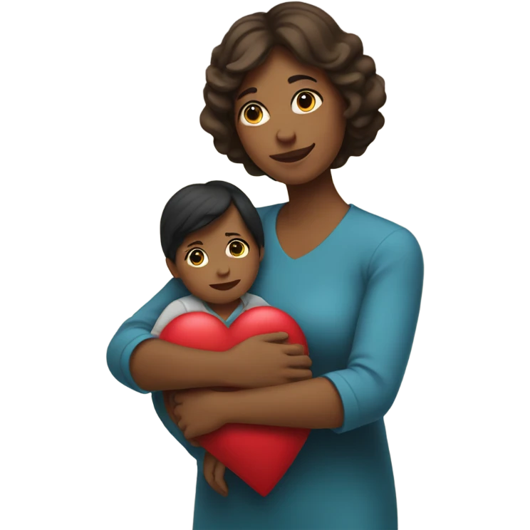 Mother holds her heart in her arm emoji