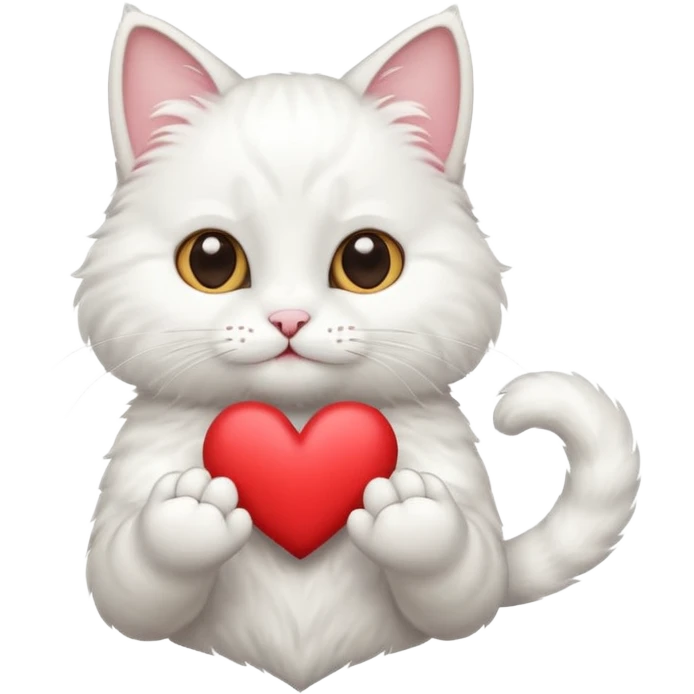 Cute white cat making heart shape with his hand above the head like this🙆‍♂️ emoji