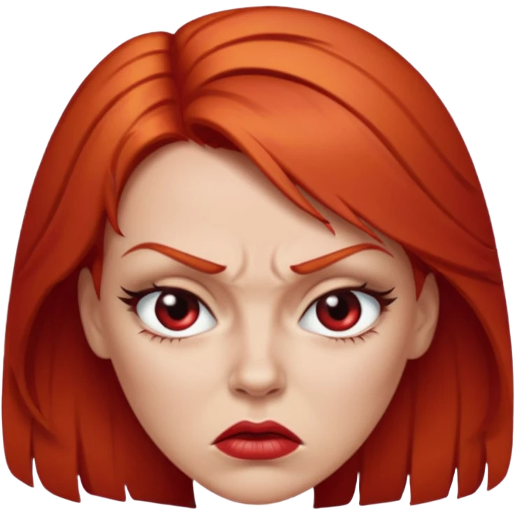 mujer pelirroja con los ojos y los labios maquillados enojada emoji