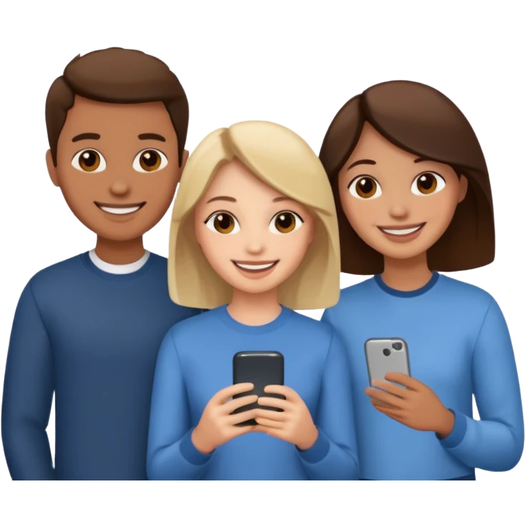 Three friends talking each other emoji