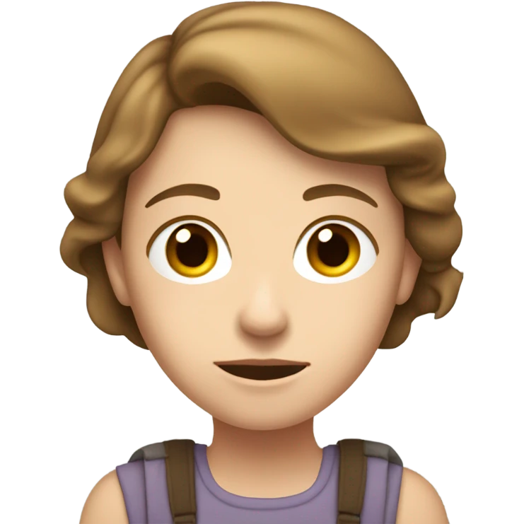 Female pale Caucasian brown hair on the edge of her seat waiting emoji