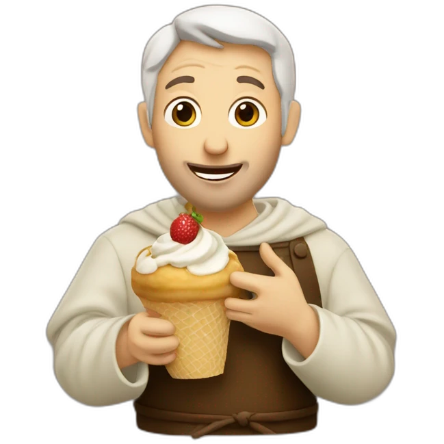Francis of Assisi eating gelato emoji