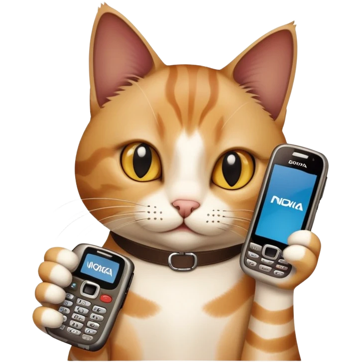 cat with nokia n73 phone emoji