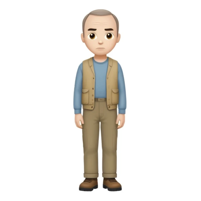 Carl from Sling Blade, neutral expression, full body, shown from sidee emoji