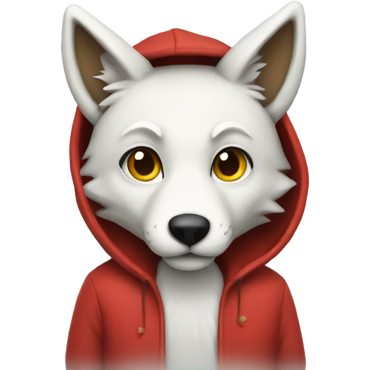 Santa wearing a white fox hoodie emoji