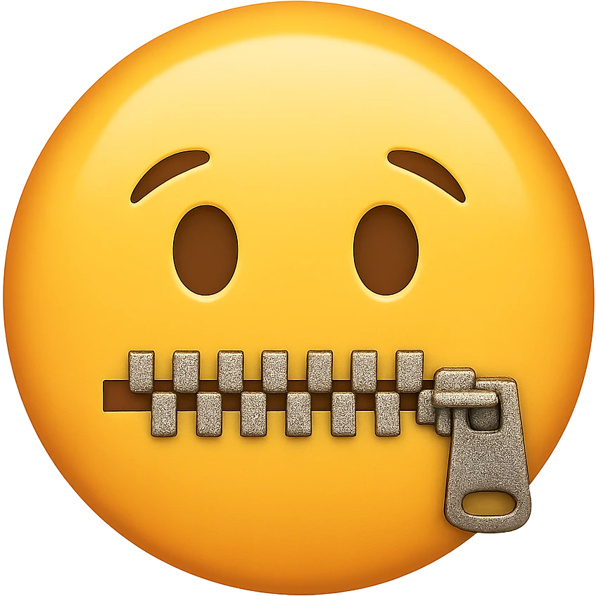 face with zipper mouth emoji, digital illustration, no background emoji