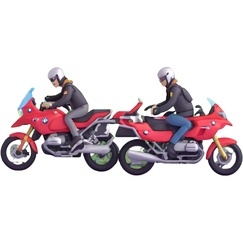 BMW motorcycles at a highway rest area with riders relaxing emoji
