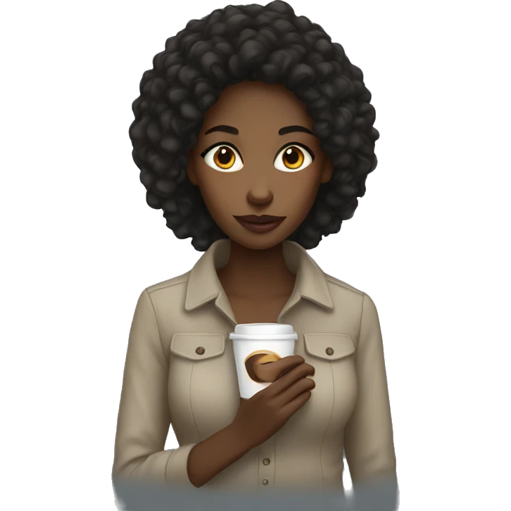 A black girl drinking coffee  emoji
