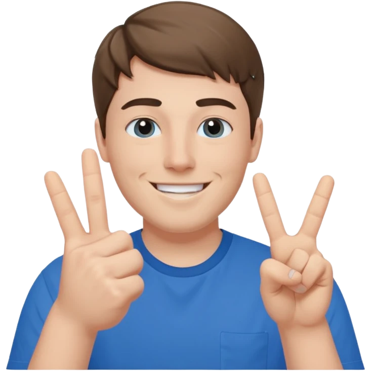 Mr Beast doing this sign "✌️" emoji