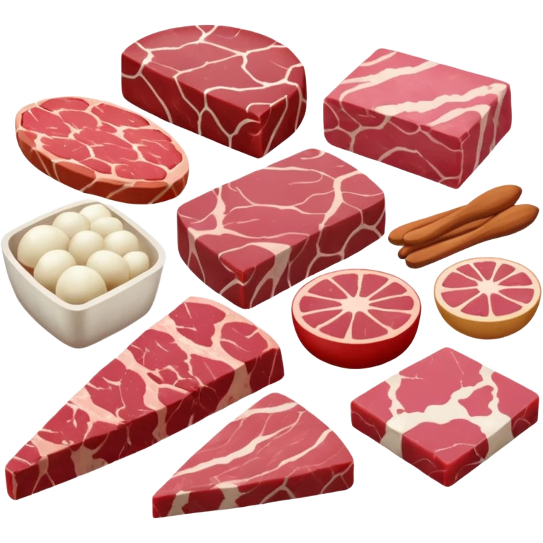 raw assorted meats, uncooked, simple emoji style emoji