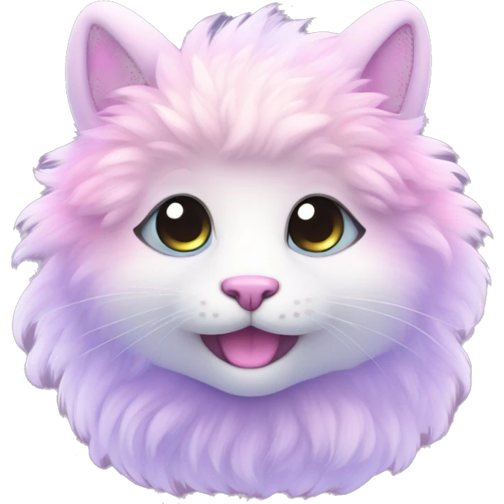 Kawaii cute gorgeous colorful sparkly bright light pastel lilac-pink-white-gradient fantasy ethereal fluffy fursona animal creature emoji