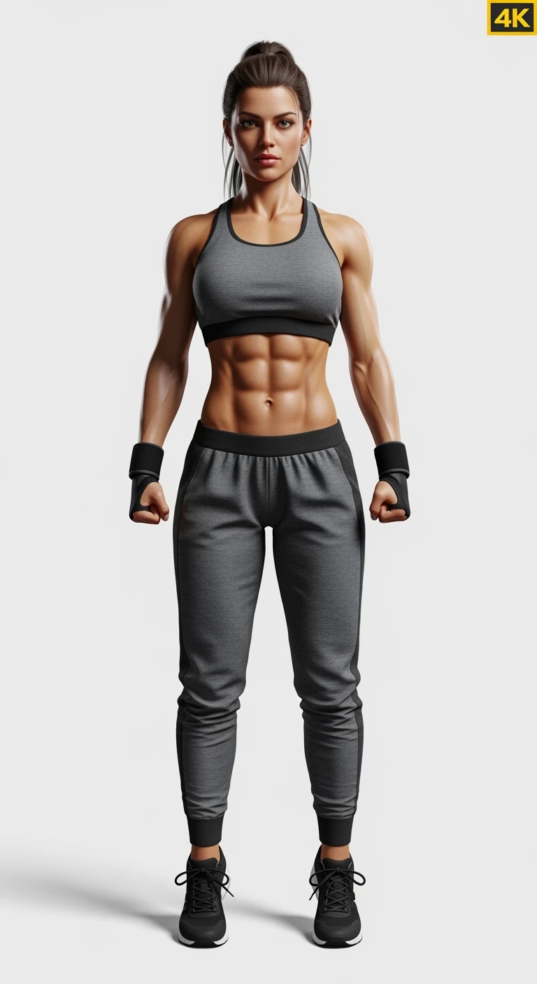 DONNA FITNESS ITALIANA REALISTICA IN FORMA, POSA FRONTALE IPERREALISTICA 4K, SENZA SFONDO emoji