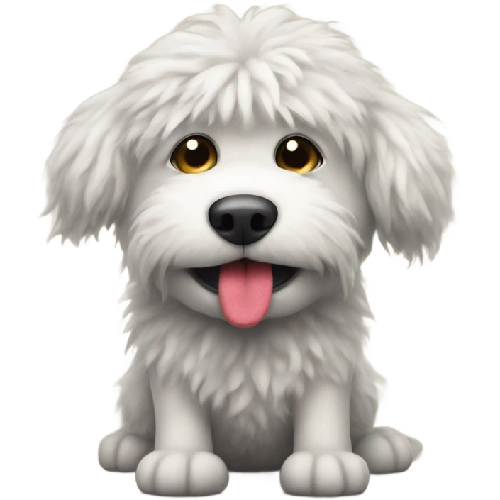 Fluffy dog with sock in mouth emoji