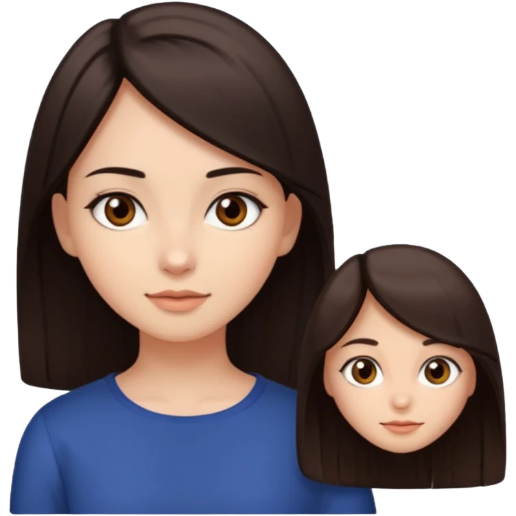 create a girl with dark brown straight hair and brown eyes thin straight hair white skin and beautiful emoji