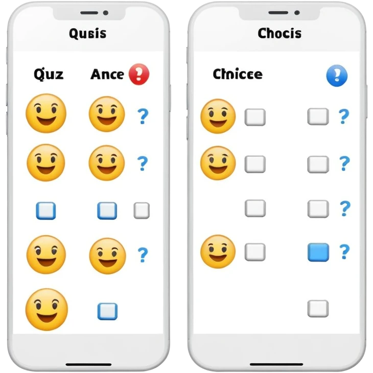 paper with multiple choice options a) and b) clearly visible, quiz sheet with answer choices emoji