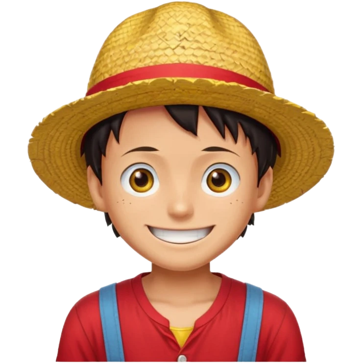 Luffy with a big smile and red shirt with yellow and red straw hat emoji