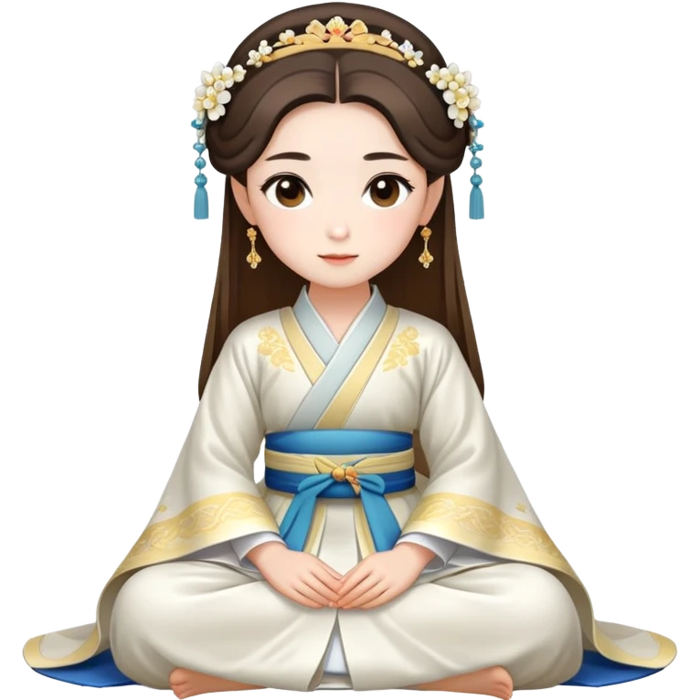 Beautiful girl wearing Hanfu wedding dress sitting emoji