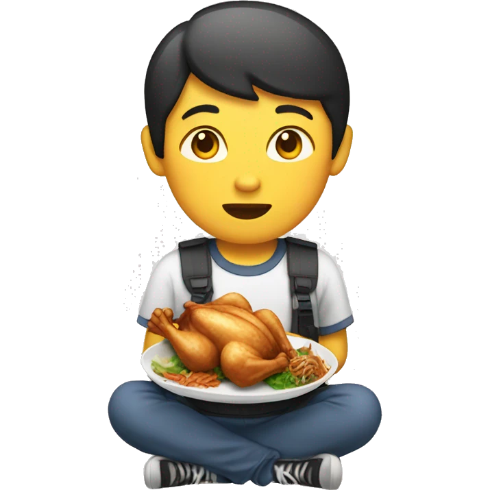 Asian eating chicken emoji