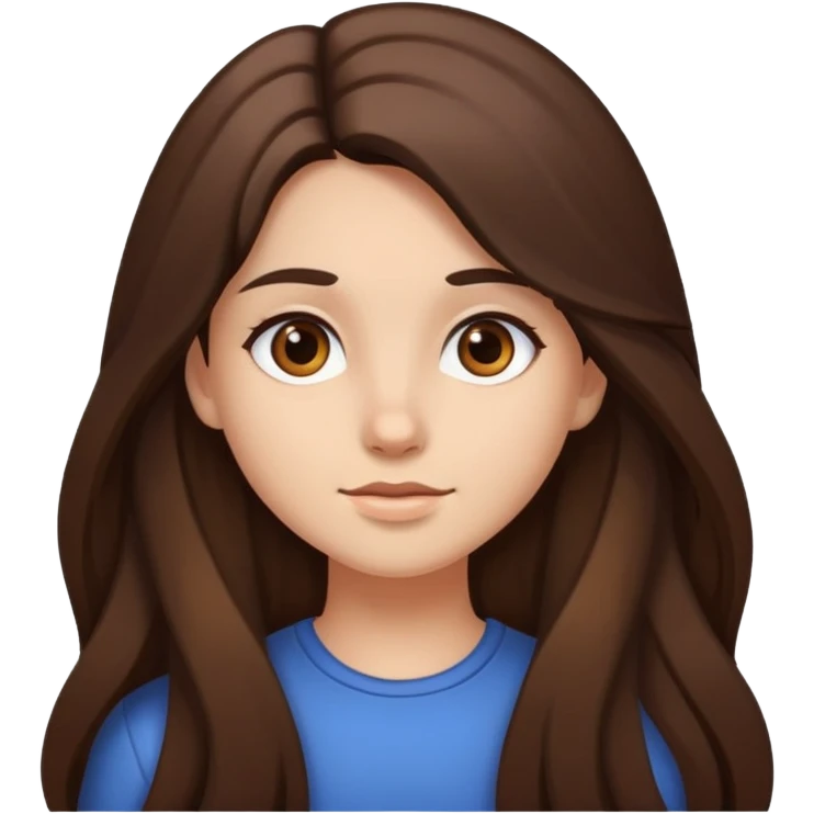 A girl with brown thick and long hair and dark brown eyes and white skin  emoji