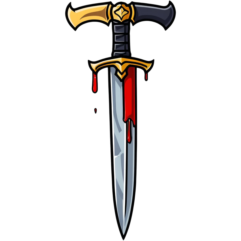 Golden razor sword with blood dripping emoji