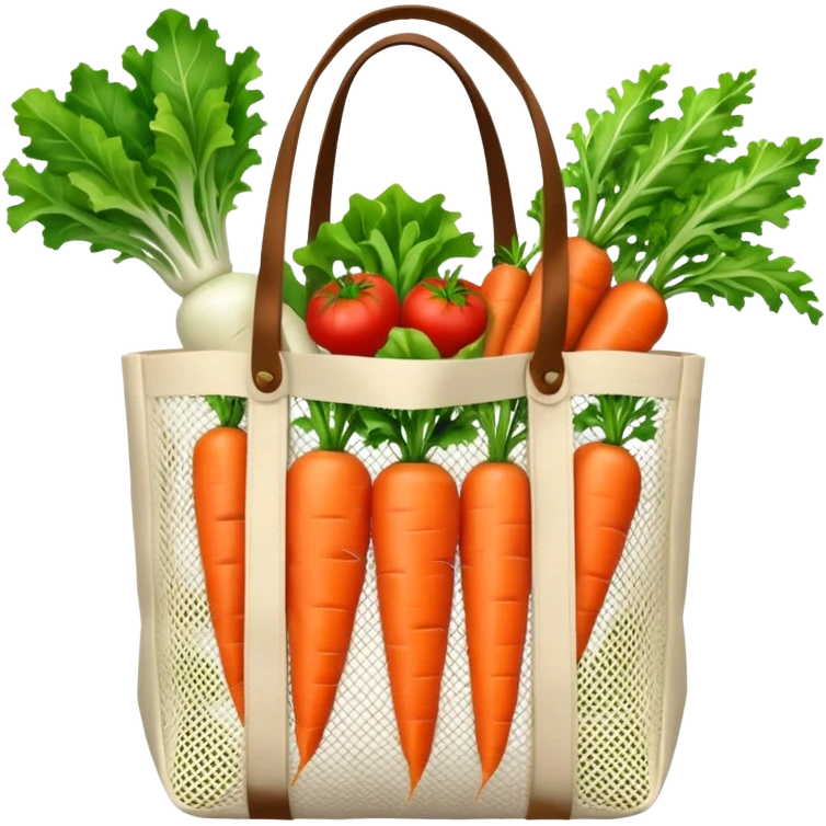 Net back with white nets that is used for shopping and putting vegetables in it, it looks like tote bag emoji