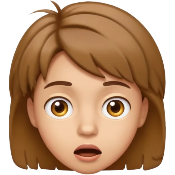 face of young person with short tousled brown hair, light skin, surprised expression, emoji style emoji